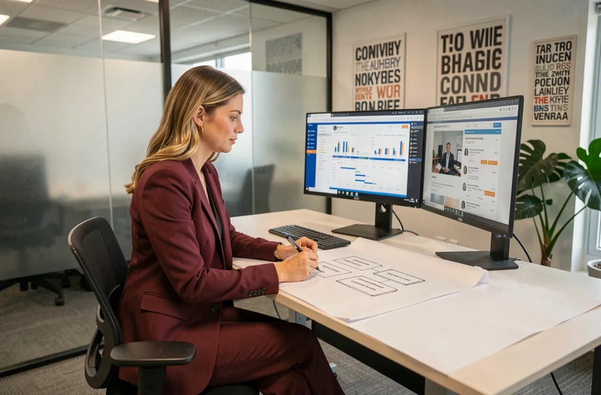 Stratège en communication digitale de l'agence 3P1B à Chartres esquissant un plan de campagne web et digital
