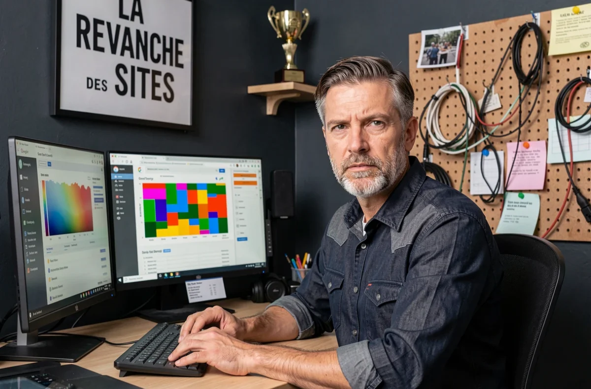 Expert SEO de l'agence La Revanche des Sites analysant des données de référencement sur un poste de travail spécialisé