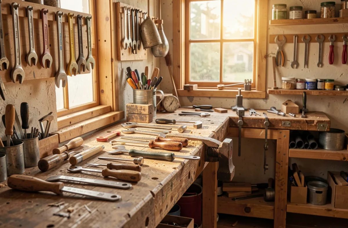 Atelier d'un artisan travaillant en entreprise individuelle
