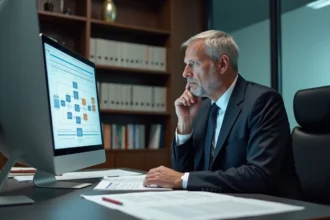 Avocat d'affaires en costume dans un bureau professionnel