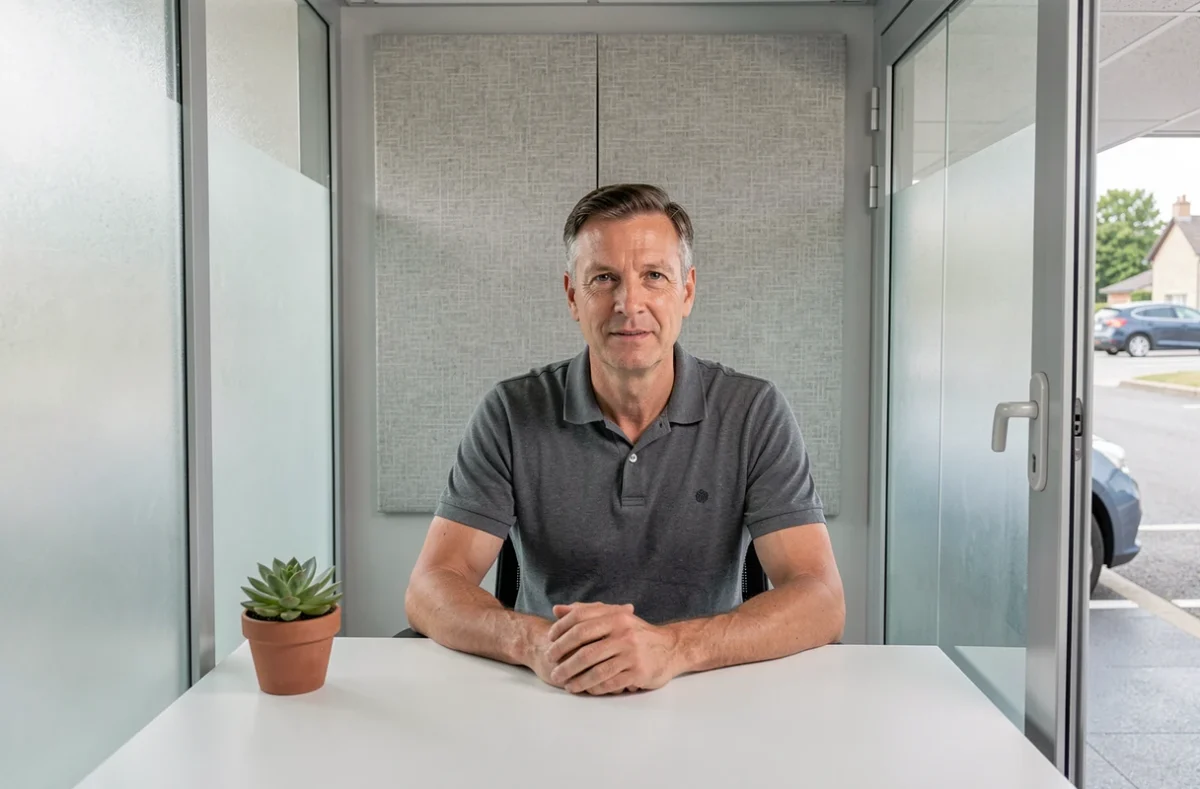 Espace Coworking et Bureau à Leforest avec un professionnel installé dans un bureau privatif compact