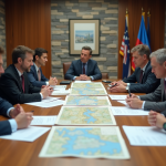 Groupe de personnes autour d'une table en réunion civique