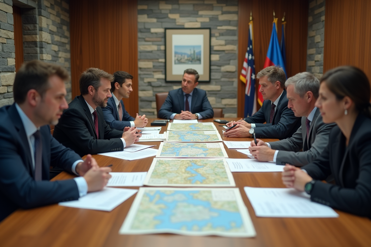 Groupe de personnes autour d'une table en réunion civique