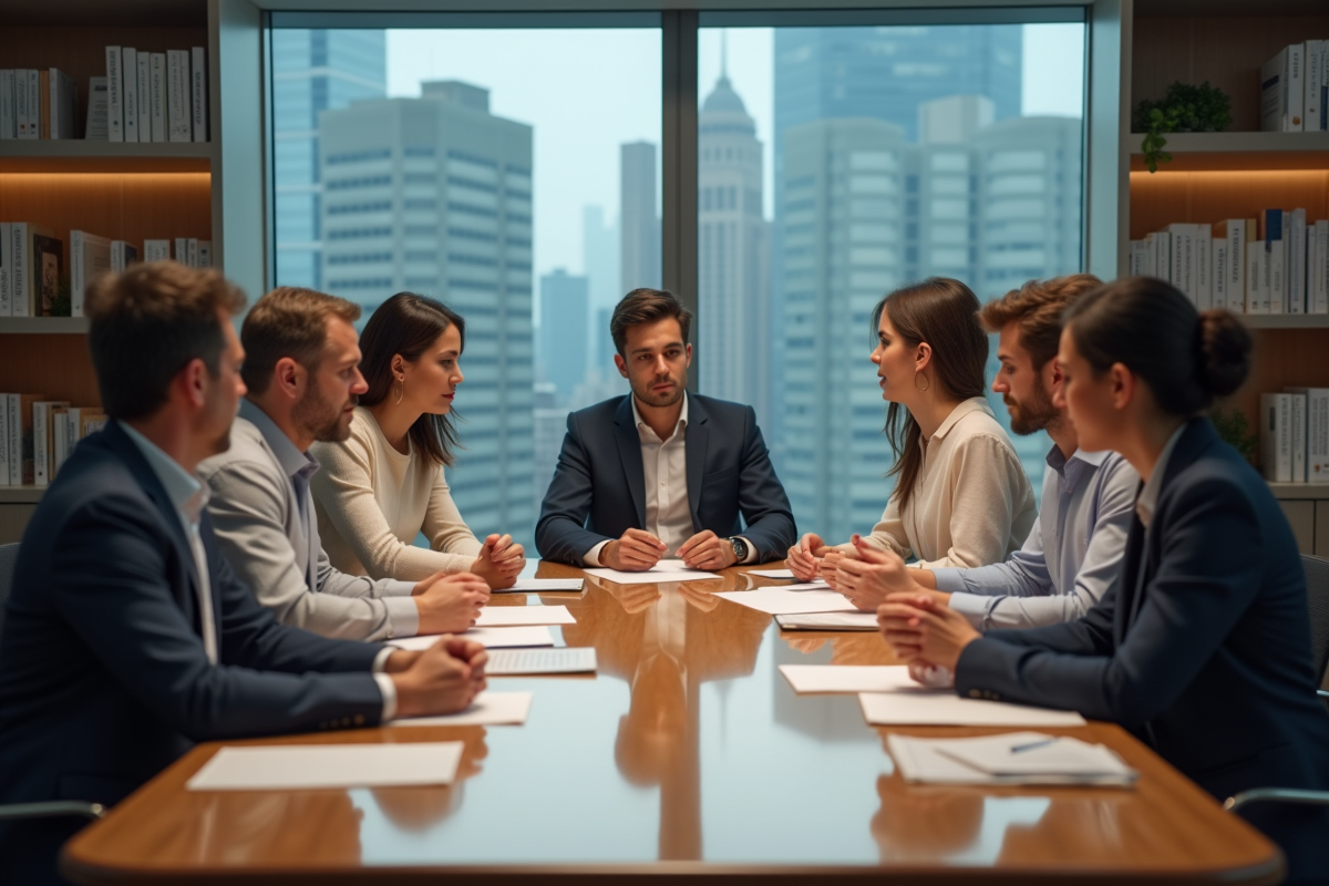 Groupe de personnes en réunion d'ngo en discussion