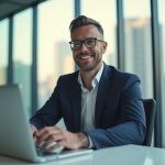 Homme d'affaires confiant dans un bureau moderne