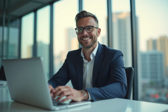 Homme d'affaires confiant dans un bureau moderne