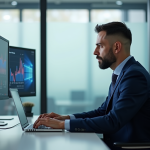 Homme d'affaires en costume dans un bureau moderne