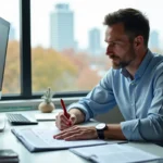 Homme d'affaires marquant des jours sur un calendrier