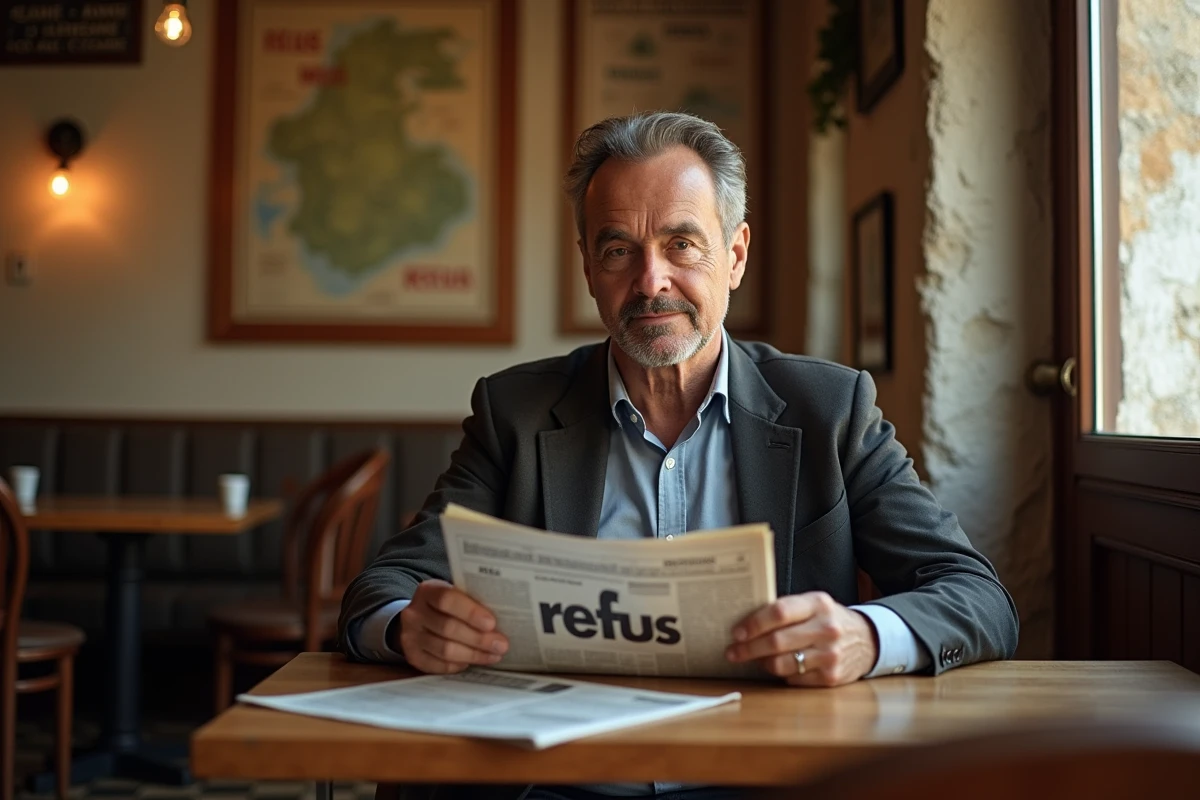 Homme corse lisant un journal dans un restaurant
