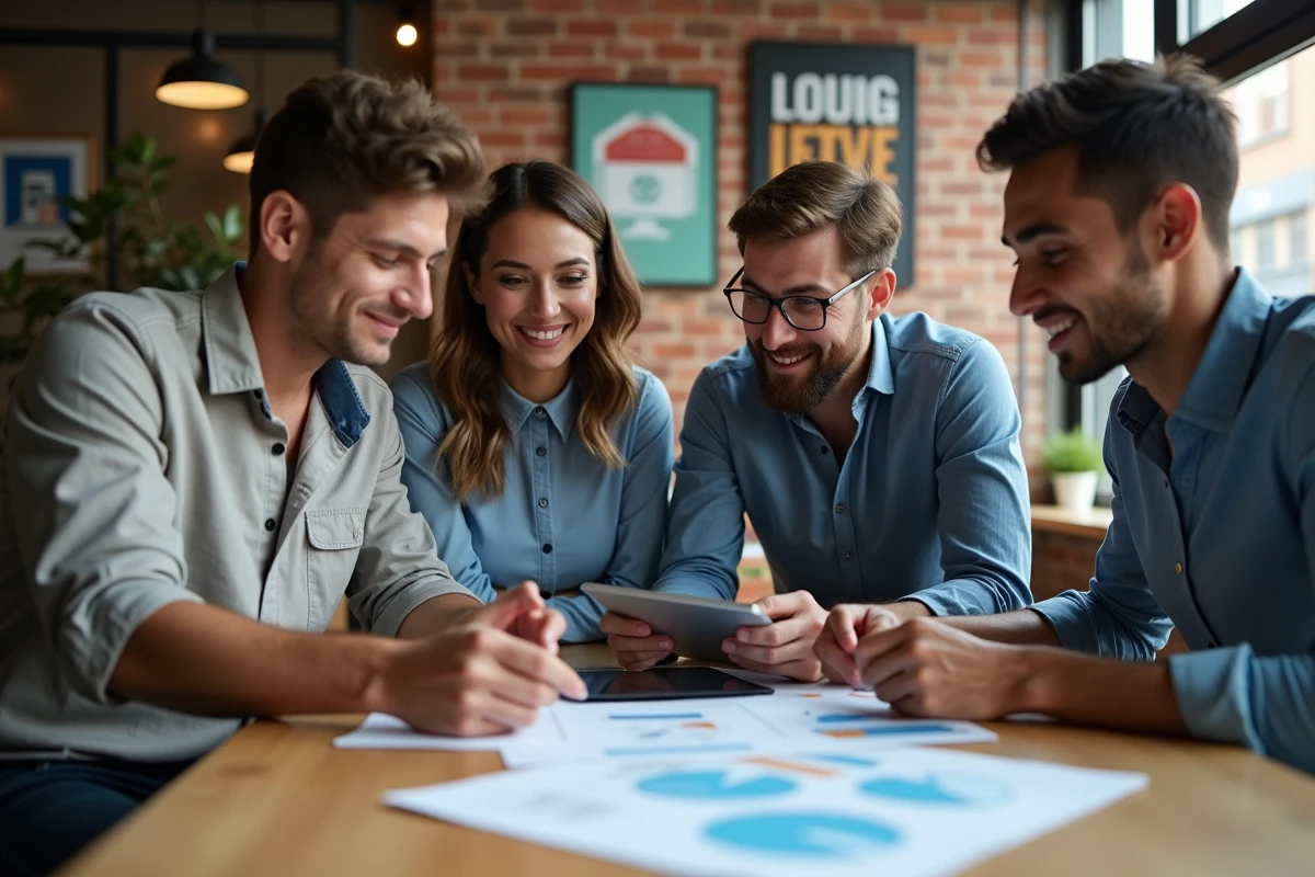 Groupe de jeunes entrepreneurs en discussion collaborative