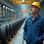 Ouvrier d'usine Michelin en tenue de sécurité