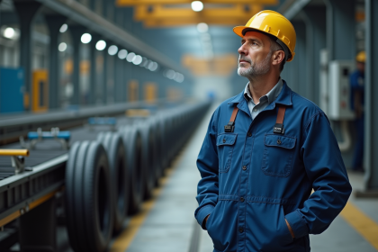Ouvrier d'usine Michelin en tenue de sécurité