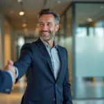 Deux professionnels se serrant la main lors d'une première prise de contact en entreprise