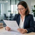 Responsable RH analysant un contrat de travail avec annotations sur le calcul des 151,67 heures mensuelles