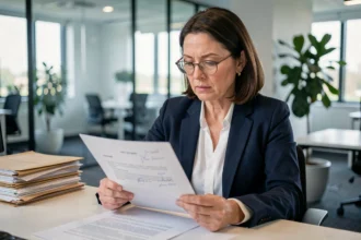 Responsable RH analysant un contrat de travail avec annotations sur le calcul des 151,67 heures mensuelles