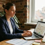 Femme travaillant seule sur le référencement local SEO en Alsace depuis un bureau à domicile
