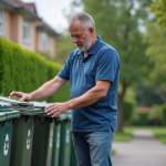 Homme triant des déchets recyclables et non recyclables